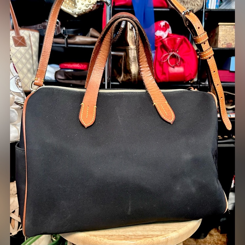 Dooney & Bourke All Weather Nylon & Leather Dome Satchel Bag w/ Crossbody Strap - Picture 3 of 13